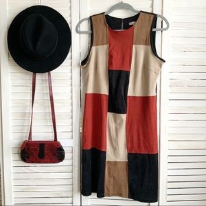 Spense Faux Suede Patchwork Shift Dress - 9